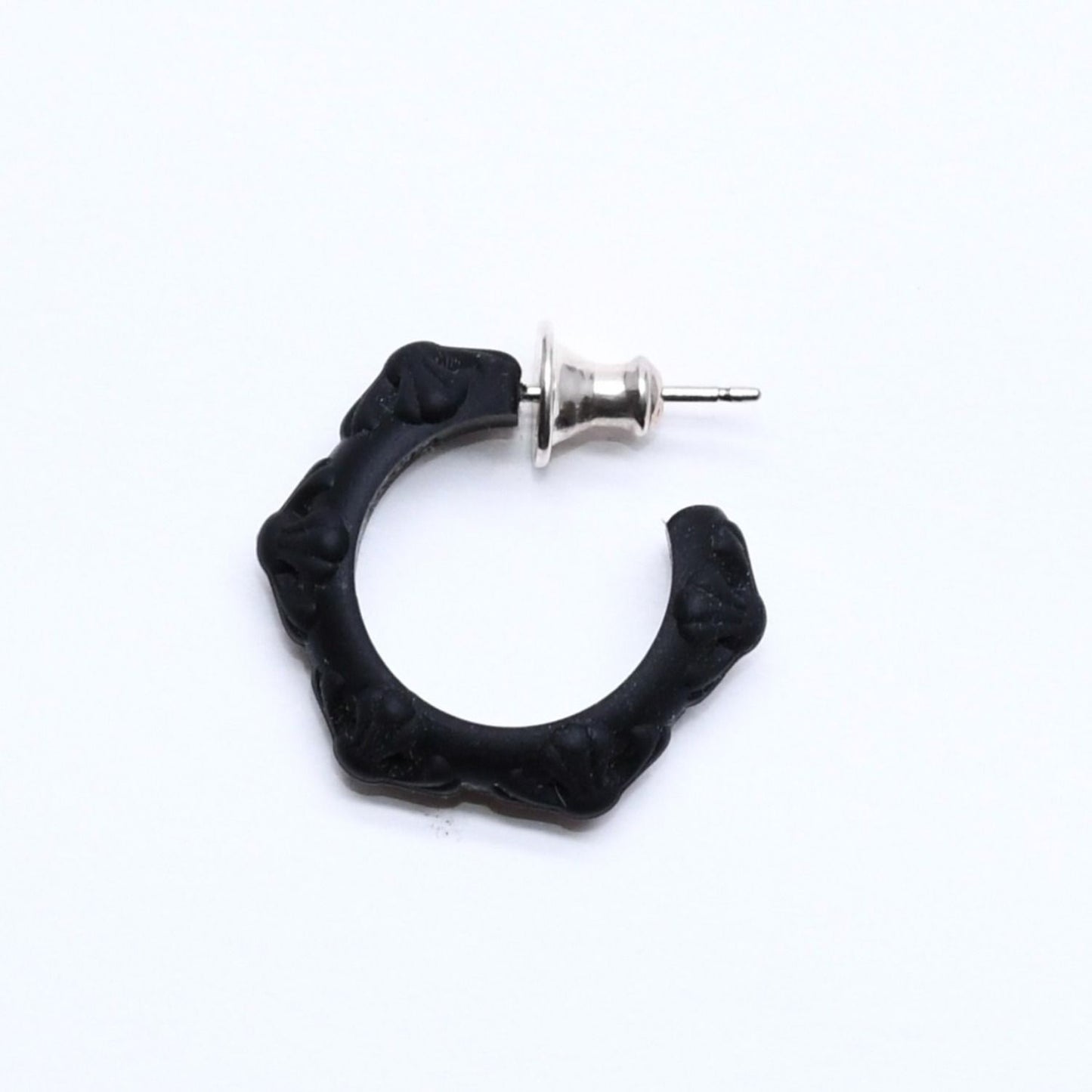 Chrome Hearts Rubber Hoop Cross Small Band Silicon Earrings Black