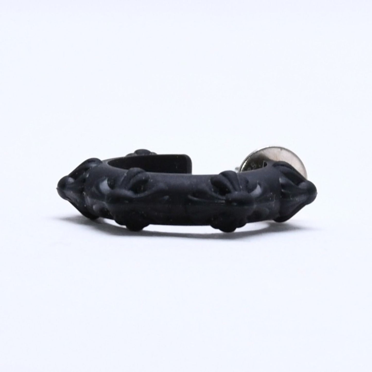 Chrome Hearts Rubber Hoop Cross Small Band Silicon Earrings Black — view 4