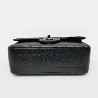 Chanel Chezblanc Stitch Mini 20 Chain Shoulder Bag Black Silver Caviar Leather — view 3