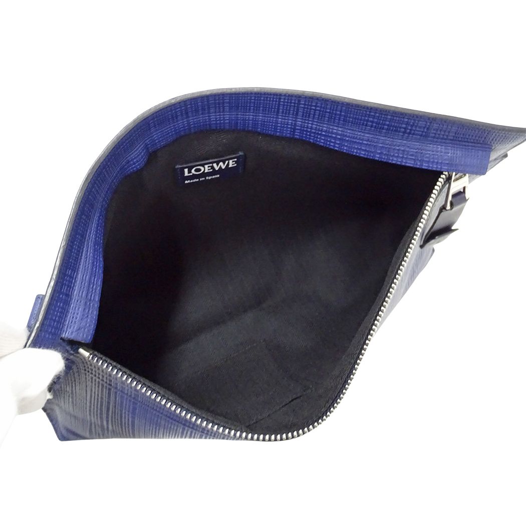 Loewe Clutch Anagram T Pouch Leather Navy Blue — view 5