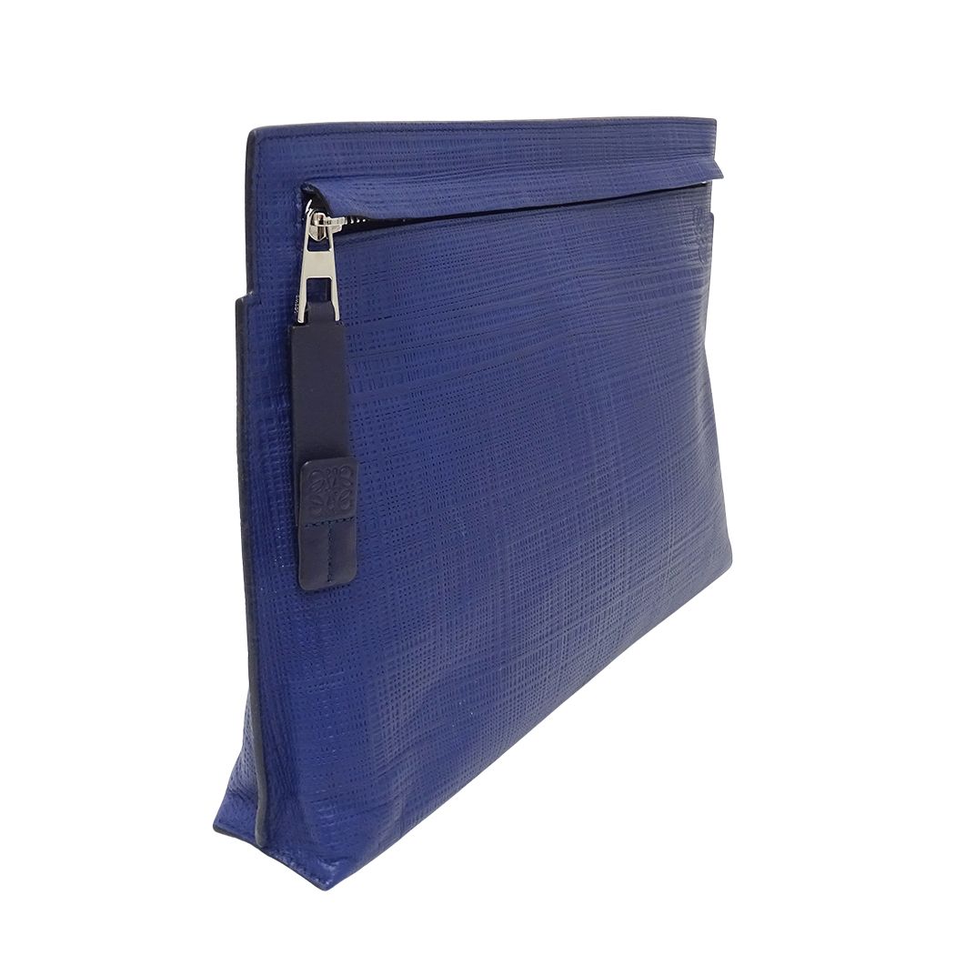 Loewe Clutch Anagram T Pouch Leather Navy Blue — view 4