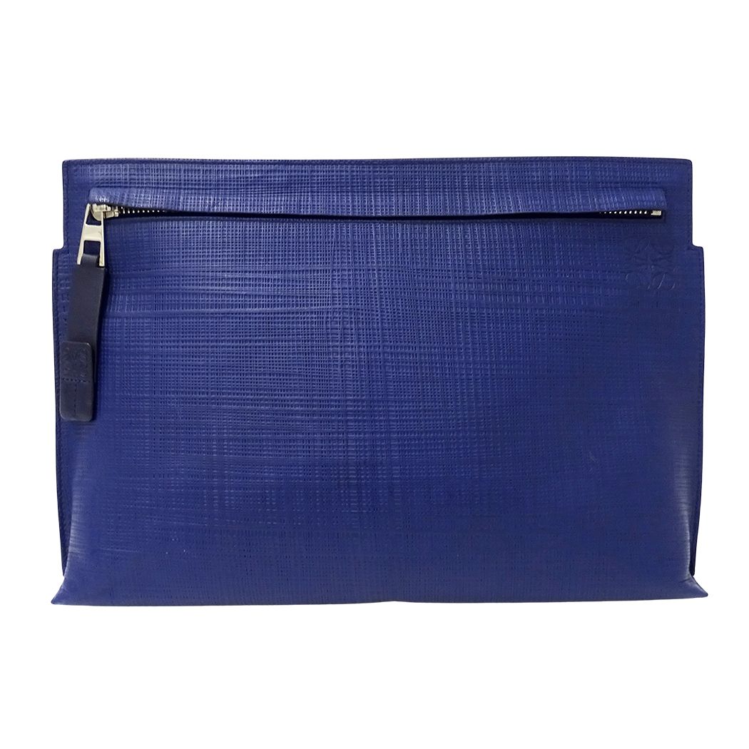 Loewe Clutch Anagram T Pouch Leather Navy Blue