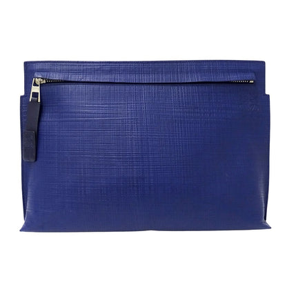 Loewe Clutch Anagram T Pouch Leather Navy Blue
