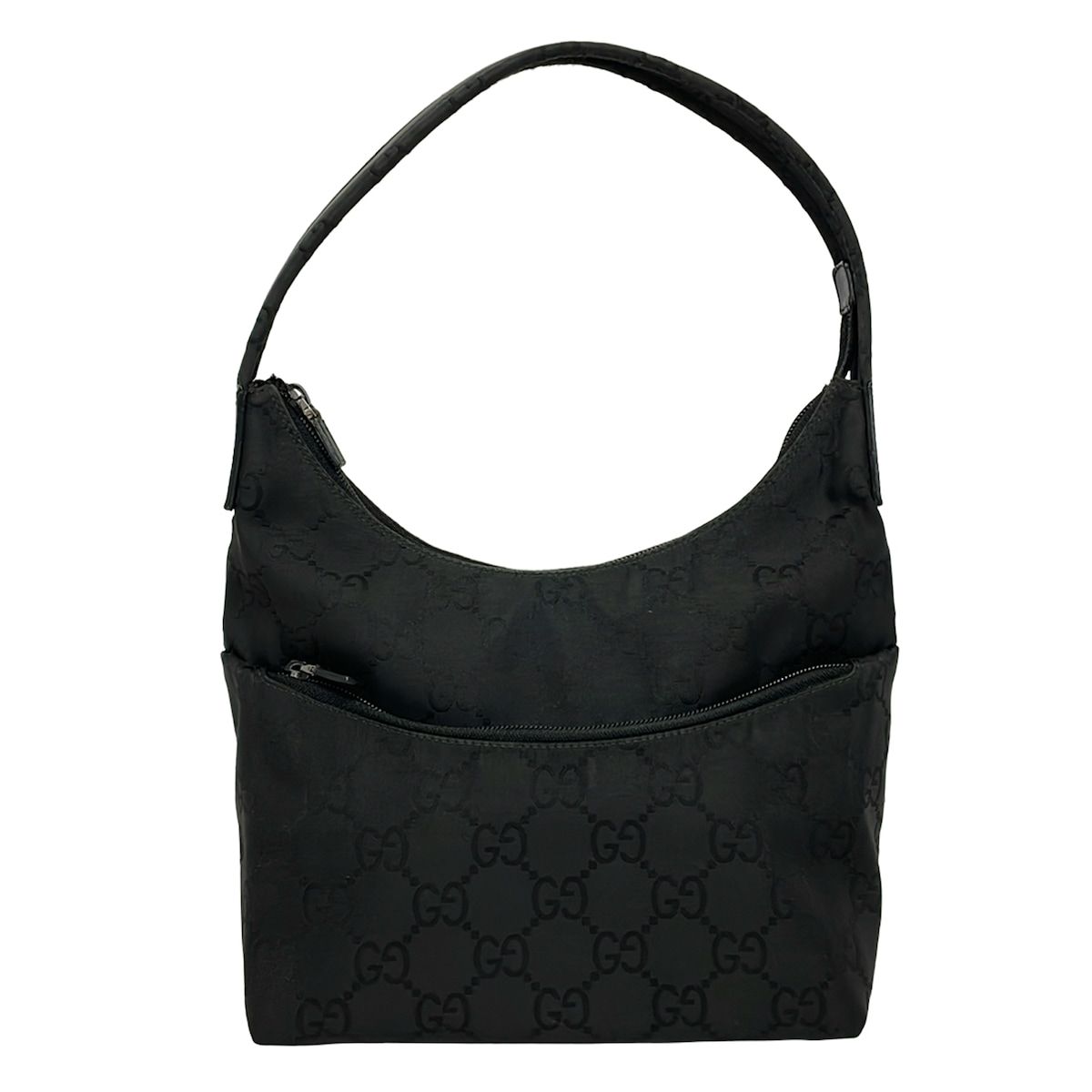 Gucci Shoulder Bag GG Pattern Black Leather