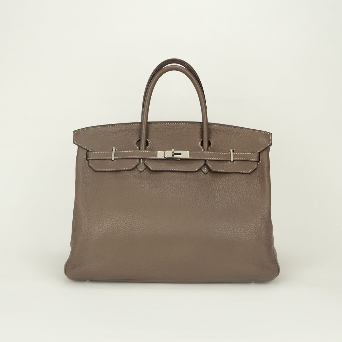 Hermes Birkin 40 Tote Taurillon Clemence Etoupe Gray Silver