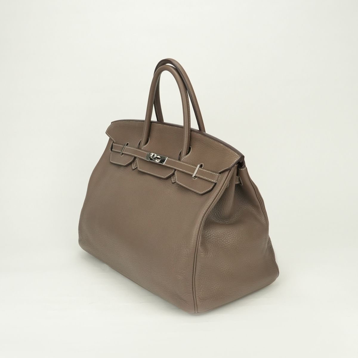 Hermes Birkin 40 Tote Taurillon Clemence Etoupe Gray Silver — view 2