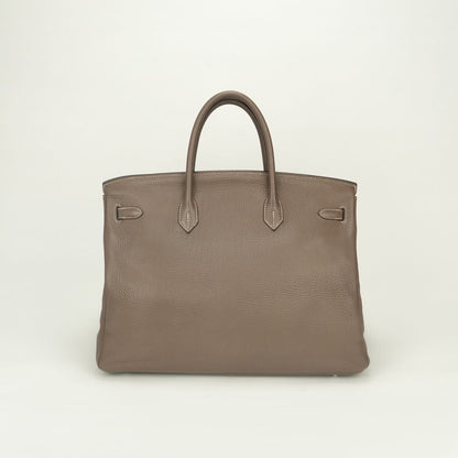 Hermes Birkin 40 Tote Taurillon Clemence Etoupe Gray Silver — view 3