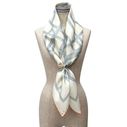 Hermes Super Carre 90 Scarf Bolduc Ribbon Pattern White Ginza Silk 100% New — view 2