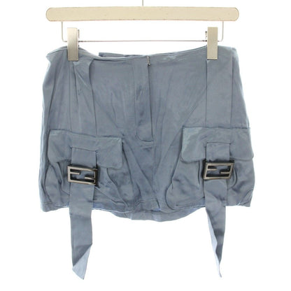 Fendi Cargo Pocket Mini Skirt Trapezoid Zucchini Plate 40 Light Blue