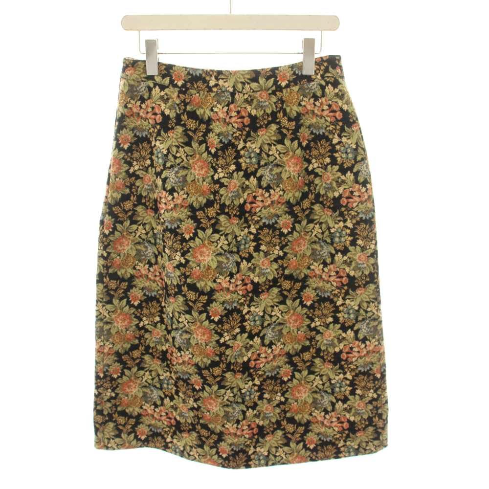 Celine Box Pleated Skirt with Floral Tapestry Embroidery Box Pleat with Long — view 2