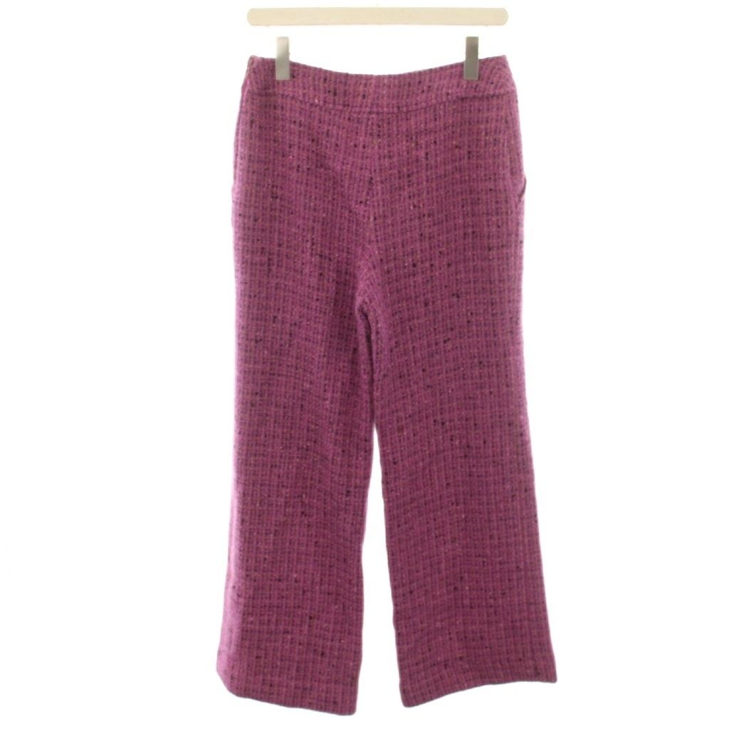 Chanel Vintage Tweed Flare Pants CC Logo Wool Blend 38 Pink Purple — view 2