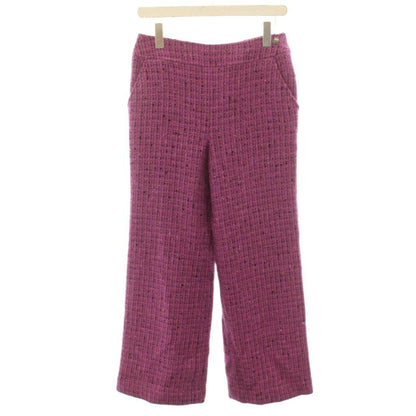 Chanel Vintage Tweed Flare Pants CC Logo Wool Blend 38 Pink Purple