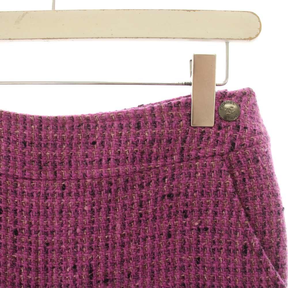 Chanel Vintage Tweed Flare Pants CC Logo Wool Blend 38 Pink Purple — view 4