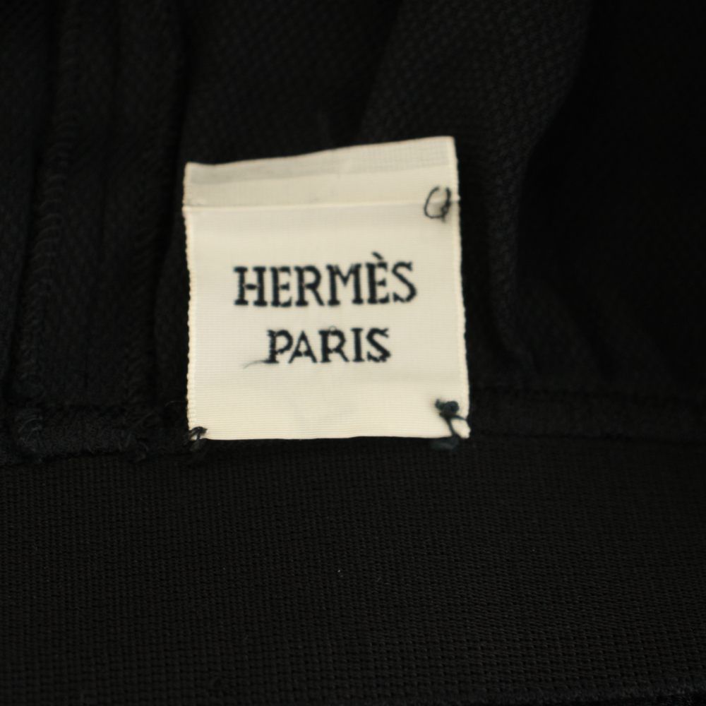 Hermes Rayon Silk 1 Tuck Wide Pants Trousers Easy Blend 34 Black DF YT — view 3