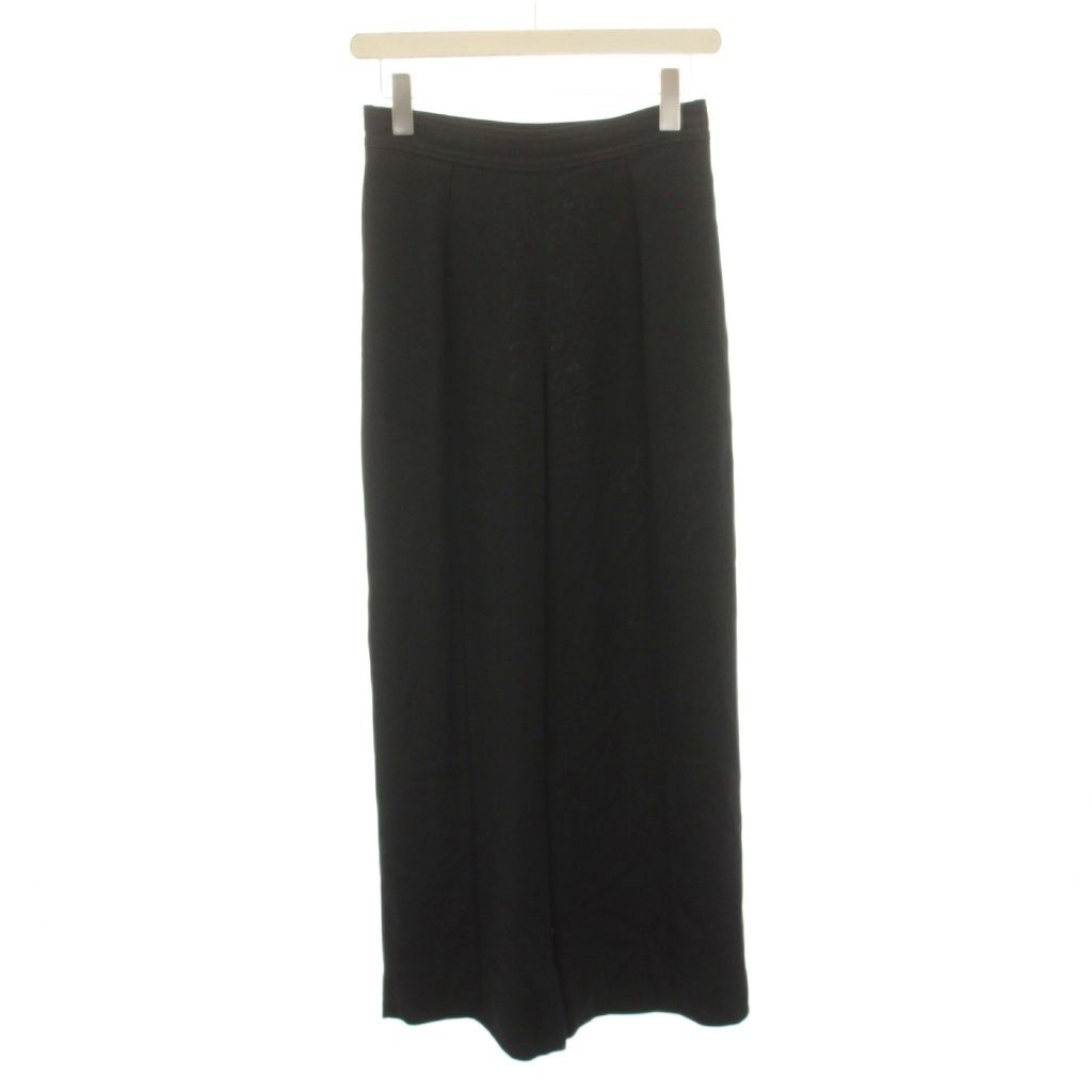 Hermes Rayon Silk 1 Tuck Wide Pants Trousers Easy Blend 34 Black DF YT