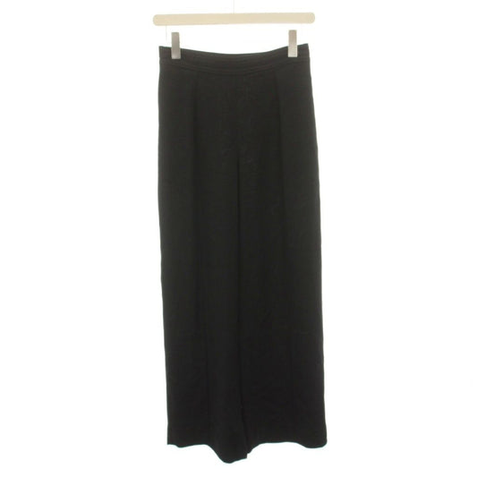 Hermes Rayon Silk 1 Tuck Wide Pants Trousers Easy Blend 34 Black DF YT