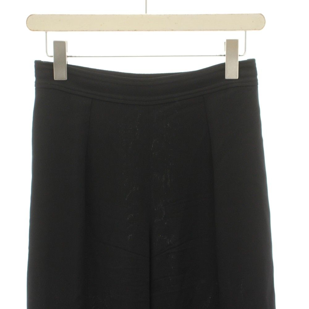 Hermes Rayon Silk 1 Tuck Wide Pants Trousers Easy Blend 34 Black DF YT — view 4