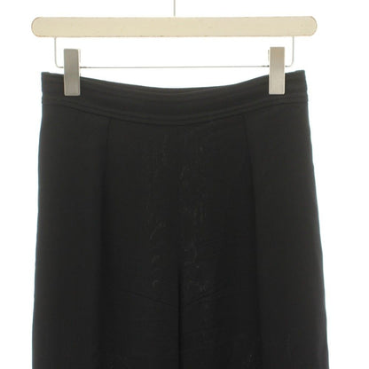 Hermes Rayon Silk 1 Tuck Wide Pants Trousers Easy Blend 34 Black DF YT — view 4