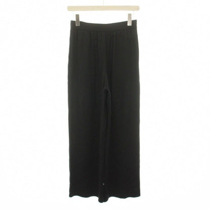 Hermes Rayon Silk 1 Tuck Wide Pants Trousers Easy Blend 34 Black DF YT — view 2