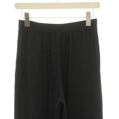 Hermes Rayon Silk 1 Tuck Wide Pants Trousers Easy Blend 34 Black DF YT — view 5