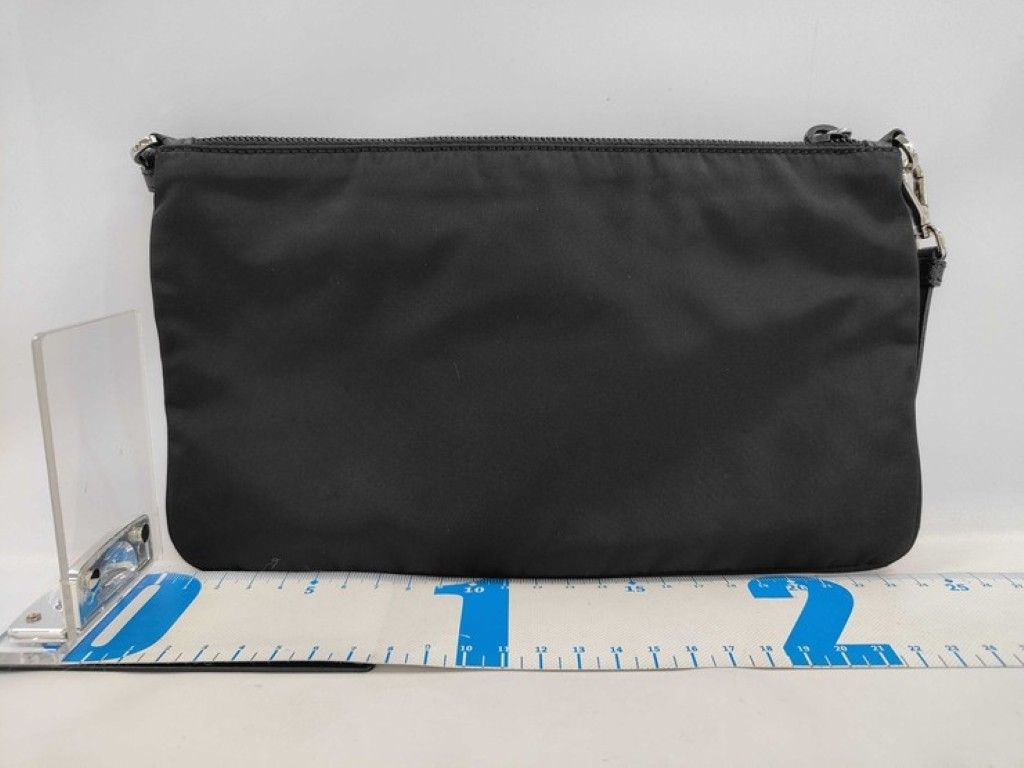 Prada Clutch Triangle Logo Black Nylon White Tag Silver — view 2