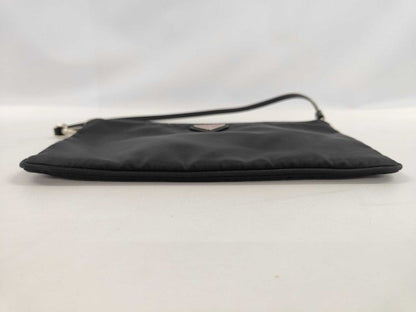 Prada Clutch Triangle Logo Black Nylon White Tag Silver — view 3
