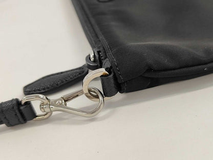 Prada Clutch Triangle Logo Black Nylon White Tag Silver — view 6
