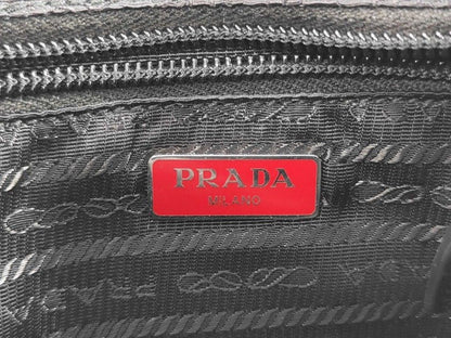 Prada Clutch Triangle Logo Black Nylon White Tag Silver — view 8