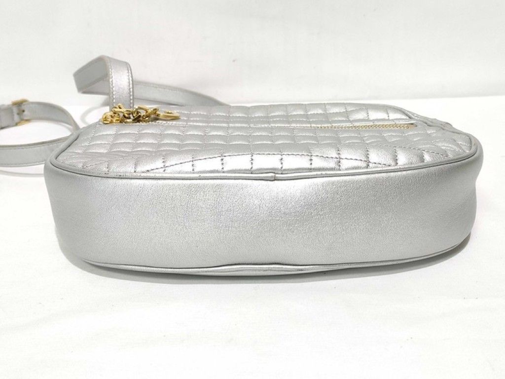 Celine Shoulder Bag C Charm Silver Leather Gold — view 3