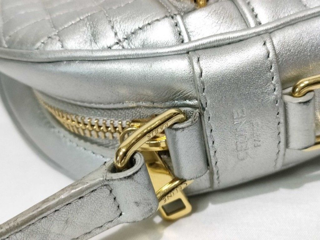 Celine Shoulder Bag C Charm Silver Leather Gold — view 5