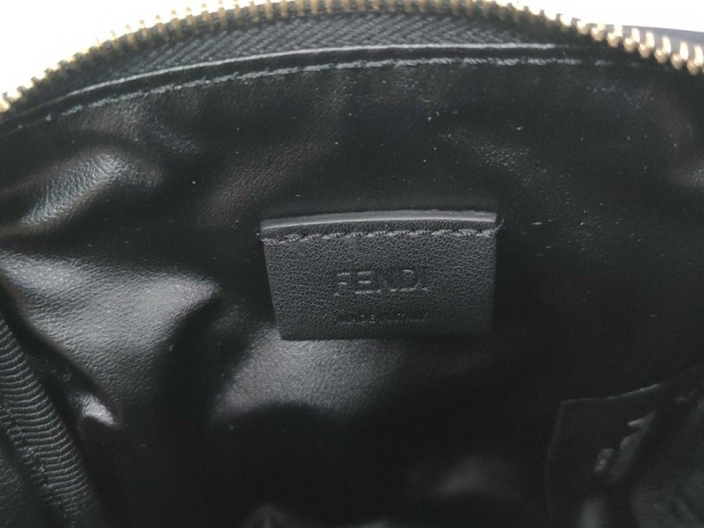 Fendi Pouch Makeuppouch Black Canvas FF Embossed Gold — view 7