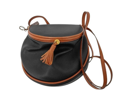 Bottega Veneta Shoulder Bag Marco Polo Black Brown Leather Fringe Gold