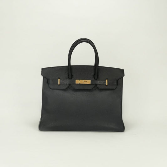 Hermes Birkin 35 Tote Noir Black Gold