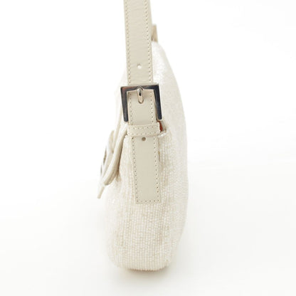 Fendi Beads Mamma Baguette FF Shoulder Bag White — view 3