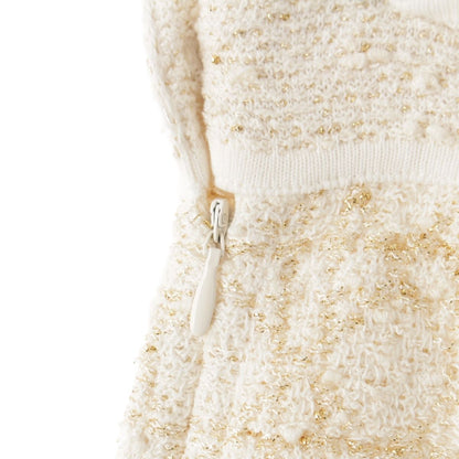 Dior Cotton Tweed Macro Cannage Long Skirt White Gold 34 — view 6
