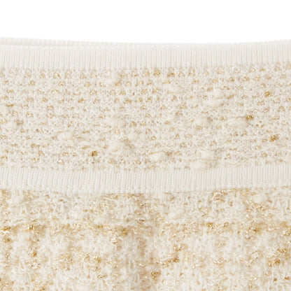 Dior Cotton Tweed Macro Cannage Long Skirt White Gold 34 — view 4