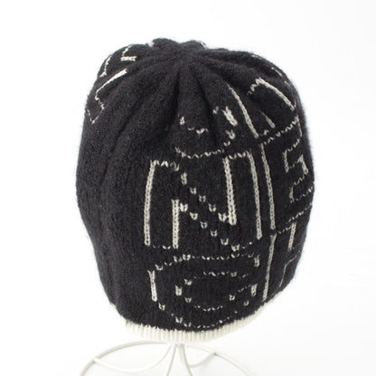 Chanel Logo Knit Cap Beanie Hat Black White — view 3