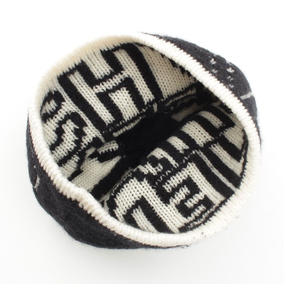 Chanel Logo Knit Cap Beanie Hat Black White — view 5