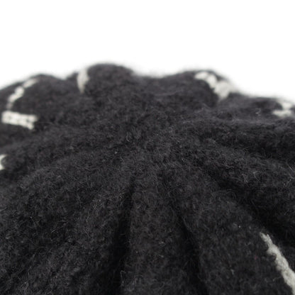 Chanel Logo Knit Cap Beanie Hat Black White — view 6