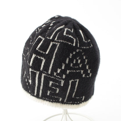 Chanel Logo Knit Cap Beanie Hat Black White — view 4