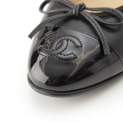 Chanel Leather CC Logo Flat Ballet Shoes Black — view 8