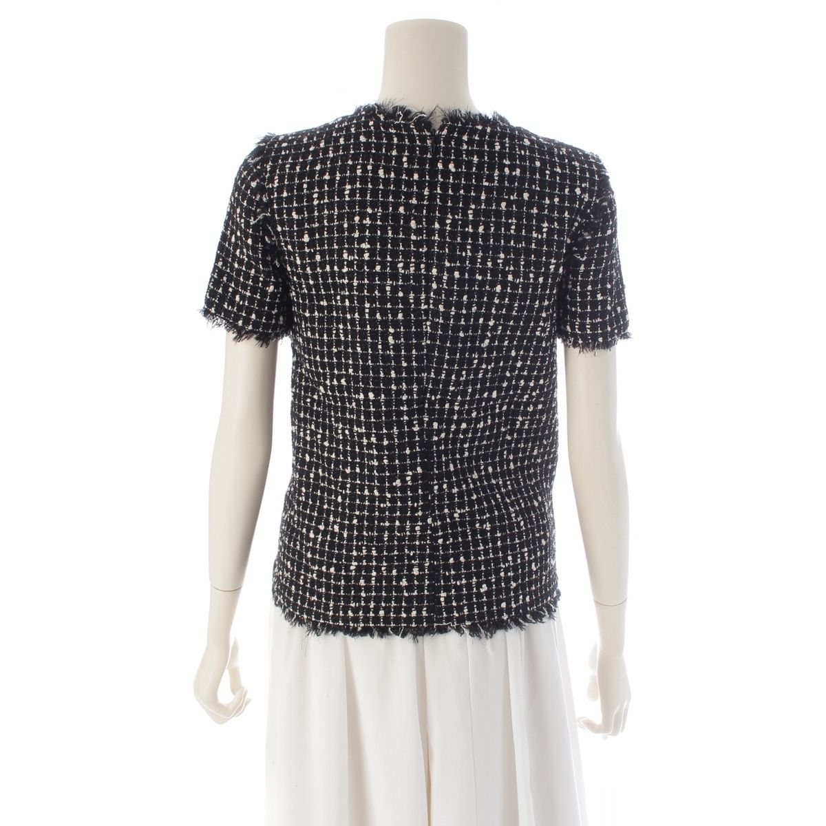 Chanel Wool Nylon Short Sleeve Top Black White 34 — view 4