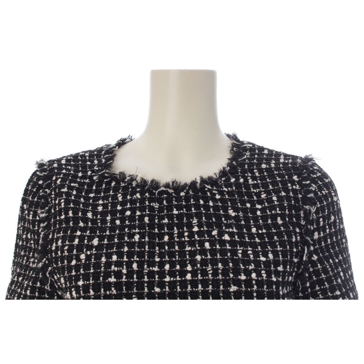 Chanel Wool Nylon Short Sleeve Top Black White 34 — view 5