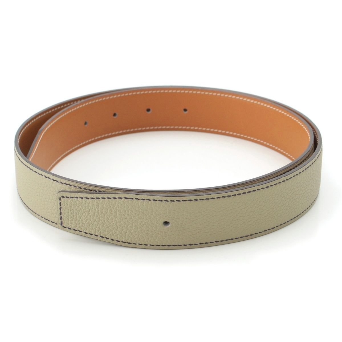 Hermes Swift Taurillon Reversible 32 Belt Leather Part Only Natural Sage