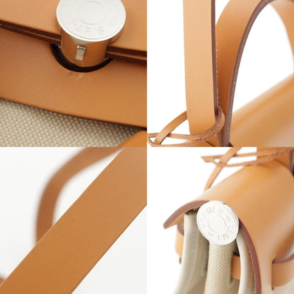 Hermes Time Ale Back Zip PM Toile Officier Leather 2-Way Shoulder Handbag Brown — view 8