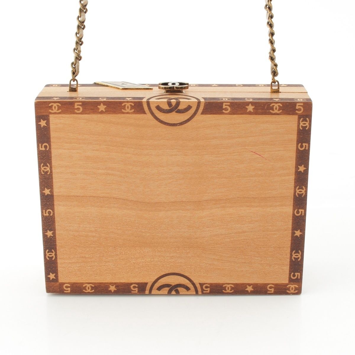 Chanel Cuba Collection Habana Night Cigar Box Wood Icon Chain Shoulder Bag Beige — view 4