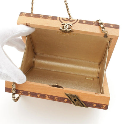 Chanel Cuba Collection Habana Night Cigar Box Wood Icon Chain Shoulder Bag Beige — view 6