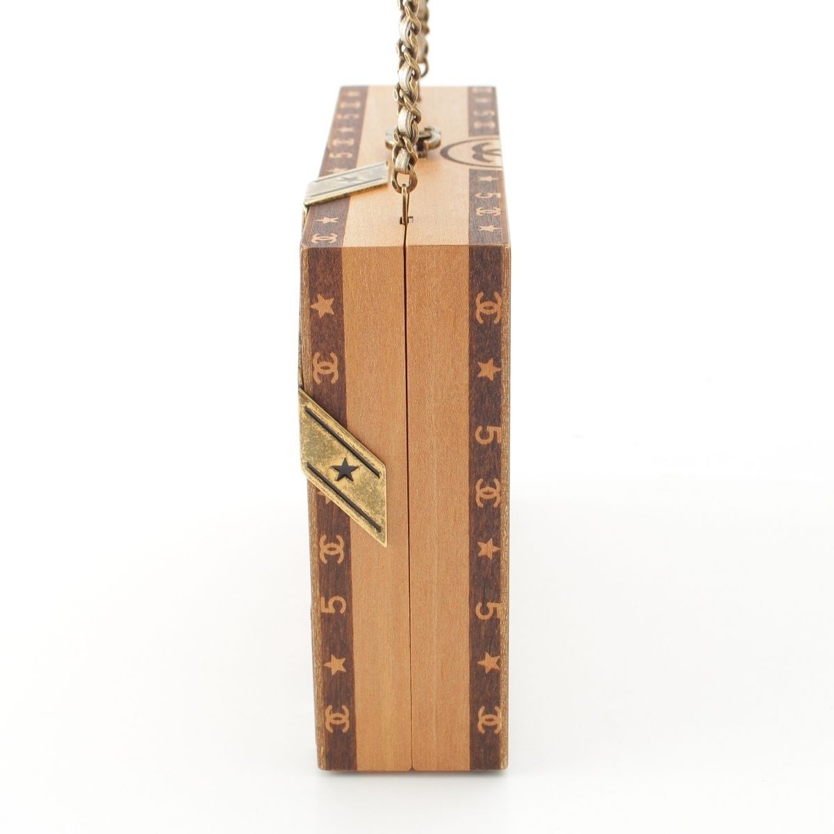 Chanel Cuba Collection Habana Night Cigar Box Wood Icon Chain Shoulder Bag Beige — view 3