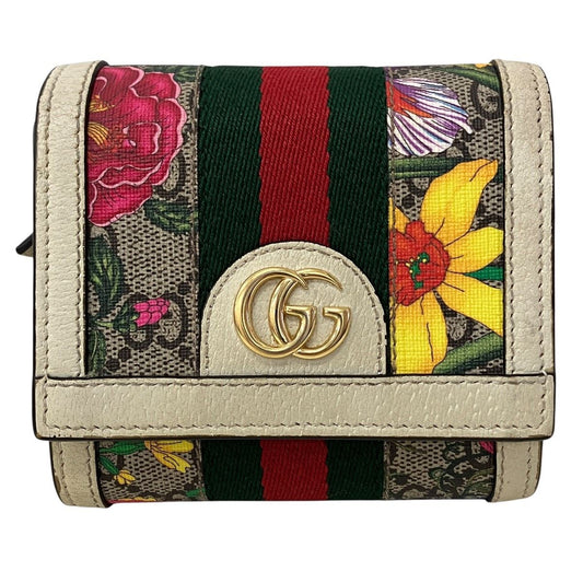 Gucci Ophidia Compact Wallet GG Supreme Bifold Canvas Leather
