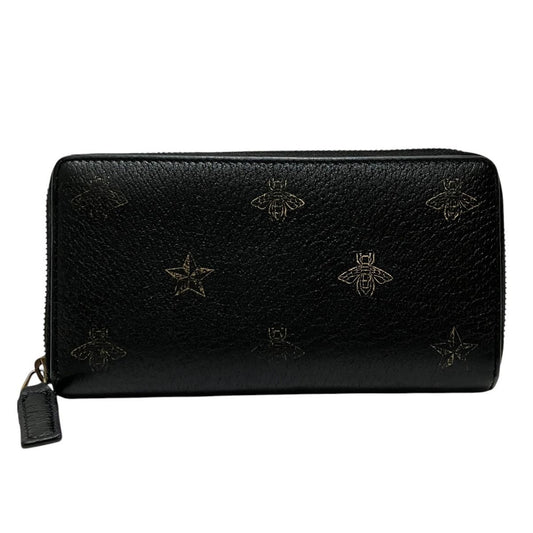 Gucci Bee & Star Round Zip Wallet Leather
